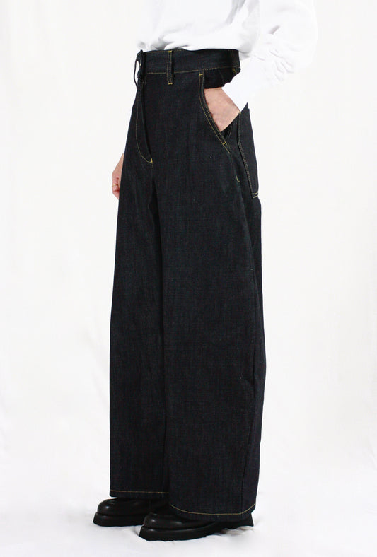 STUDIO NICHOLSON / CHALCO DENIM / WIDE CROP PANT / RAW INDIGO / SNW1417