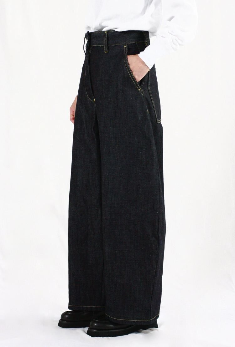 STUDIO NICHOLSON / CHALCO DENIM / WIDE CROP PANT / RAW INDIGO / SNW1417