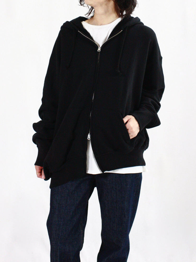 INSCRIRE / Asymmerty Zip Hoodie / BLACK / 124AW-BC87