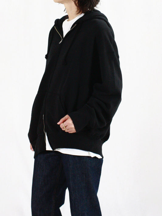 INSCRIRE / Asymmerty Zip Hoodie / BLACK / 124AW-BC87