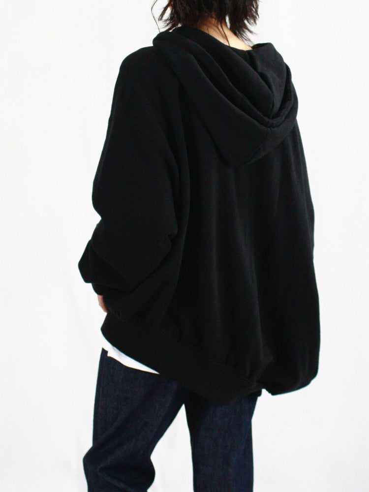 INSCRIRE / Asymmerty Zip Hoodie / BLACK / 124AW-BC87