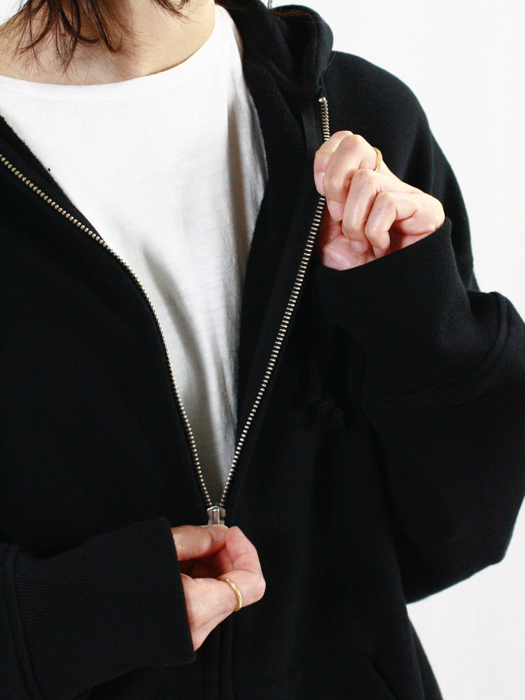 INSCRIRE / Asymmerty Zip Hoodie / BLACK / 124AW-BC87