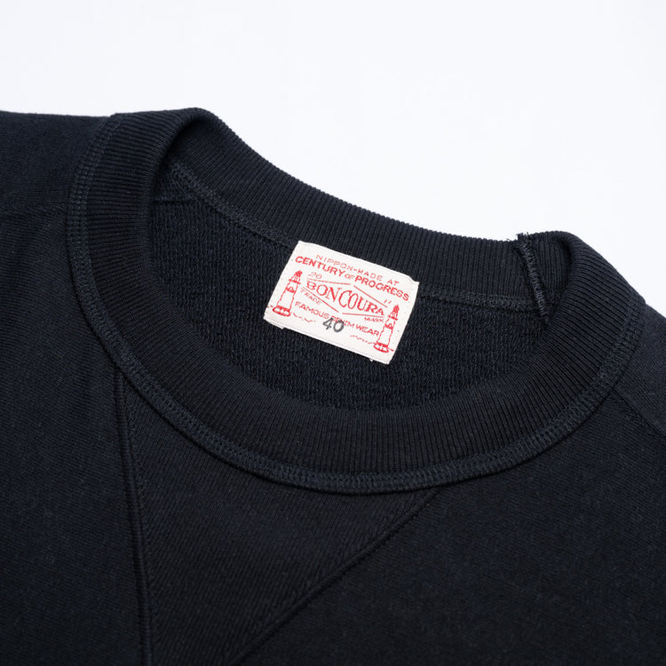 BONCOURA / V Sweat Shirt Half Sleeve / BLACK