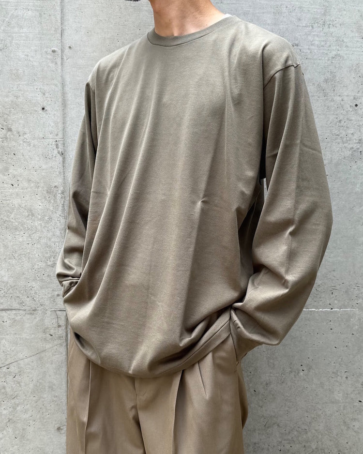 AURALEE / LUSTER PLAITING L/S TEE / KHAKI / A00P01GT