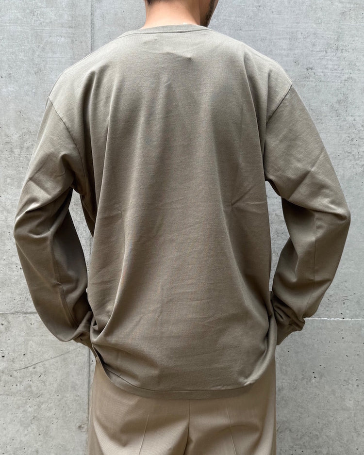 AURALEE / LUSTER PLAITING L/S TEE / KHAKI / A00P01GT