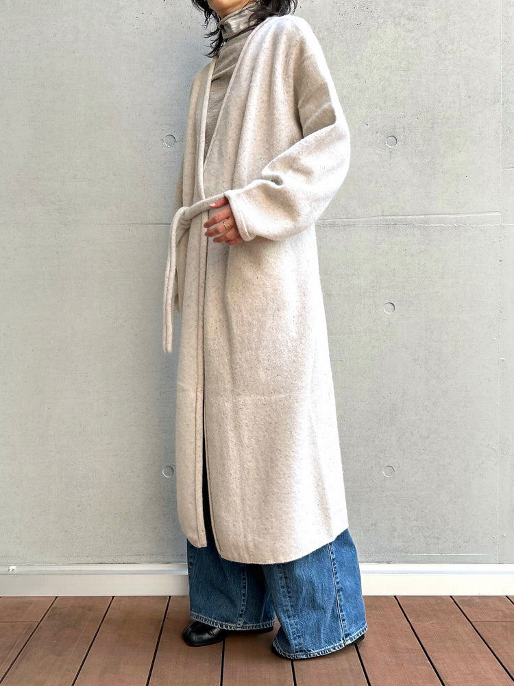 WALANCE / boiled wool long cardigan / L.BEIGE / 3253-005