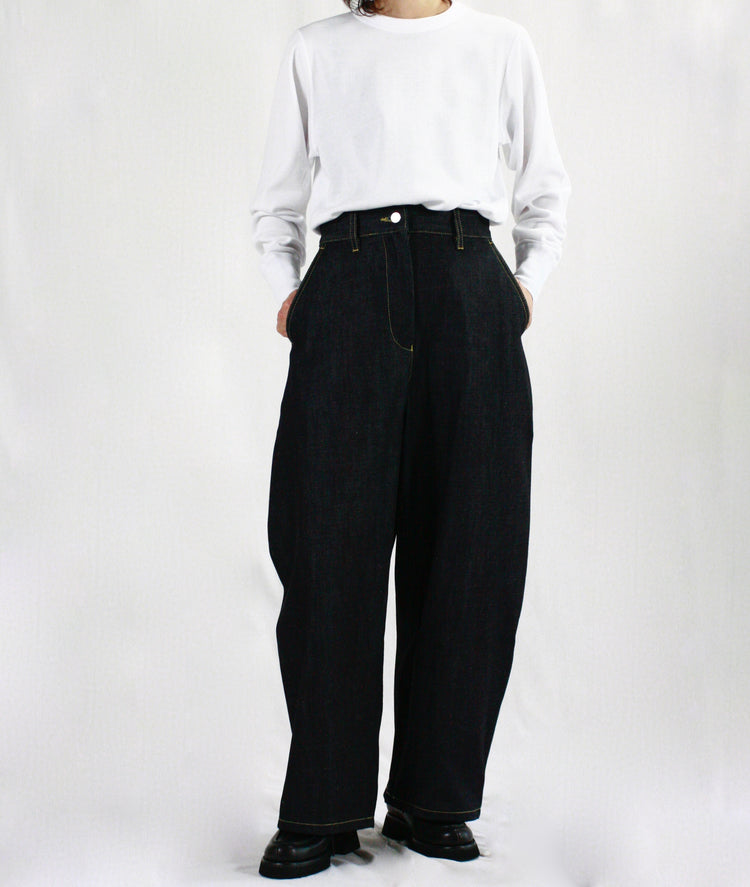 STUDIO NICHOLSON / CHALCO DENIM / WIDE CROP PANT / RAW INDIGO / SNW1417