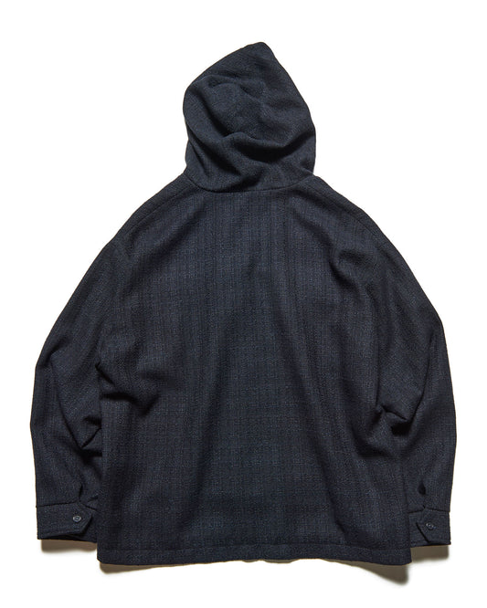 SOPHNET. / FANCY TWEED HOODED SHIRT / A(BLACK/NAVY) / SPNT-260032