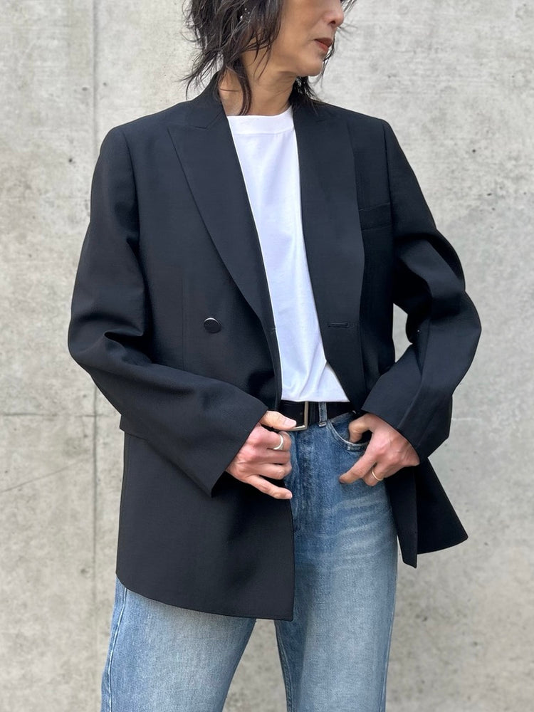 HYKE / W/M DOUBLE-BREASTED BLAZER / BLACK / 17562