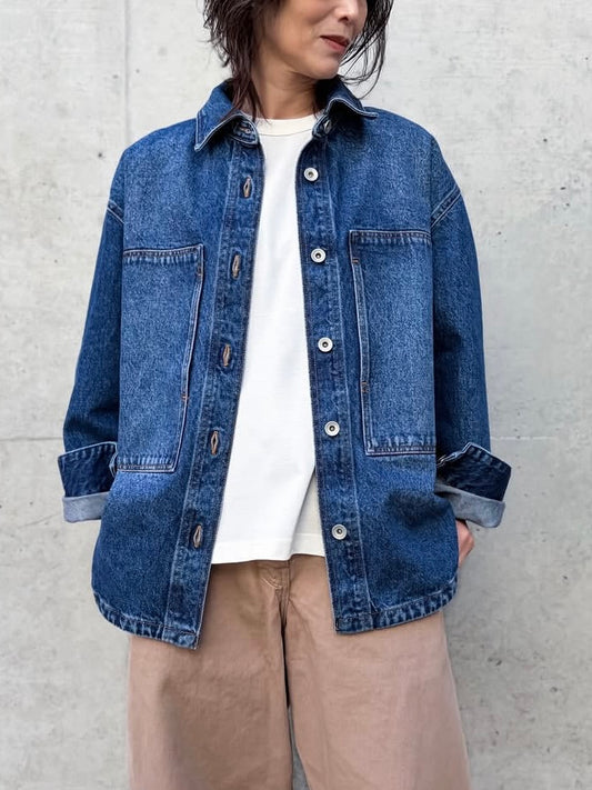 STUDIO NICHOLSON / PASO PATCH POCKET SHIRT / WORN WASH INDIGO