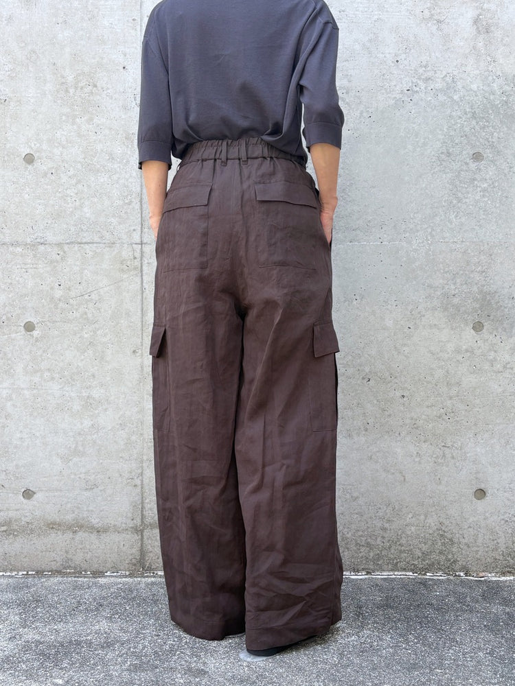 GALERIE VIE / コットンボイルワッシャー イージーカーゴパンツ / DARK BROWN / 23046104223