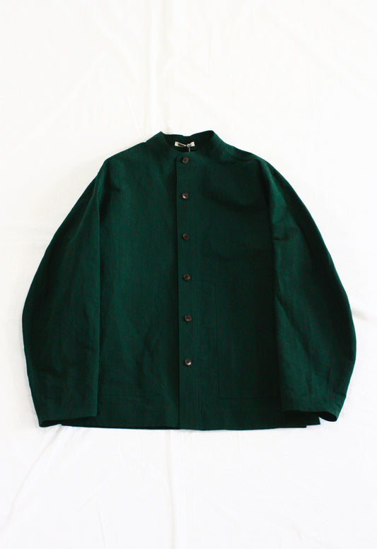 AURALEE / HIGH DENSITY FINX LINEN WEATHER SHIRT BLOUSON・DARK GREEN・A24SS01LW