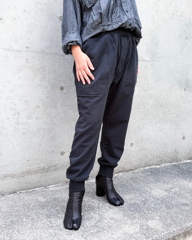 KATHARINE HAMNETT / FRENCHTERRY GIM PANTS/ BLACK / TKH-SWP-01