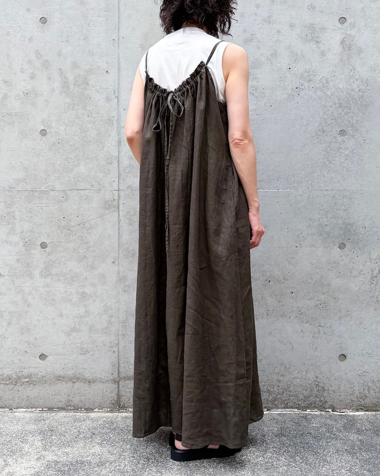 WALANCE / natural dye linen camisole dress / BLACK / 3261-10145