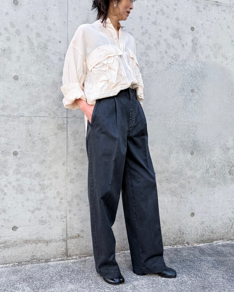 AURALEE / GARMENT-DYED FINX LIGHT CHINO ONE-TUCK WIDE PANTS / BLACK / A26SP05LF