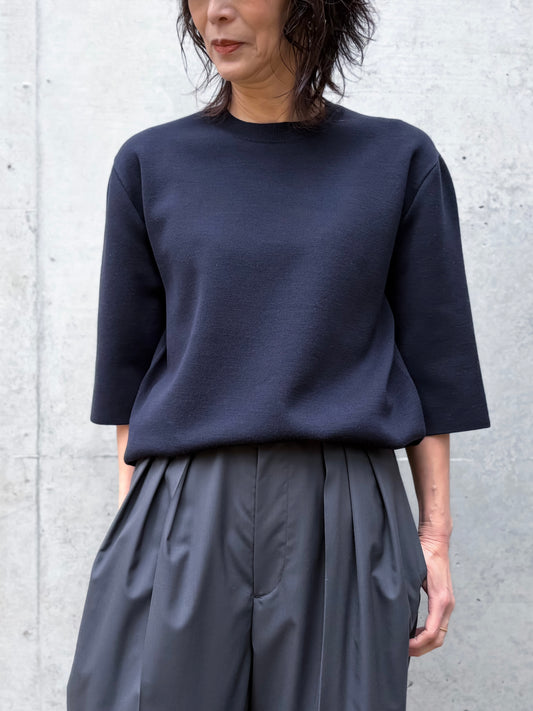 BOWTE /  EXTRA FINE WORSTED YARN HALF SLEEVE DOUBLE KNIT / DK.NAVY / 261-03-0001