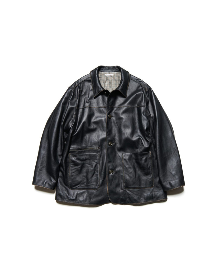 uniform experiment / LEATHER CAR COAT / BLACK / UE-252000