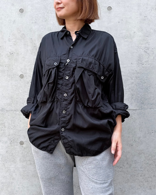 KATHARINE HAMNETT / PARACHUTE LONG TAIL SHIRT / BLACK / TKH-S90