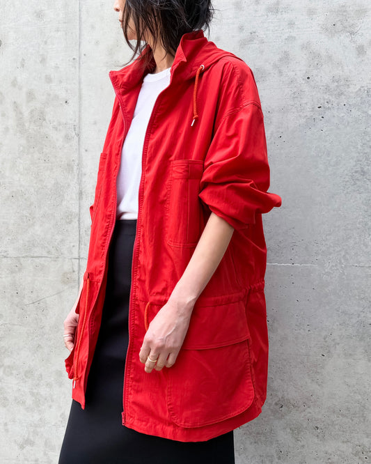 AURALEE / SUPER FINE COTTON LAWN HOODED BLOUSON / RED / A26SB01CL