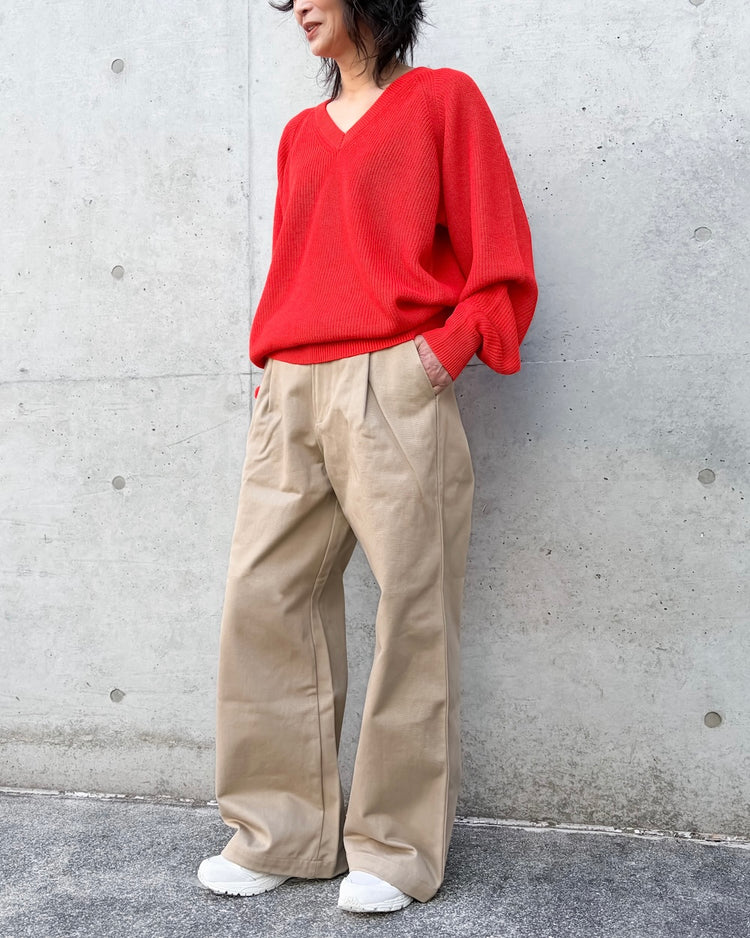 THE SHINZONE / C/L V-NECK KNIT PULLOVER / RED / 26SMSNI05