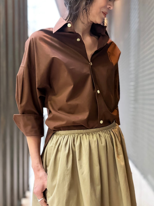 MADISONBLUE / J.BRADLEY PUFF SLEEVE SH TYPEWRITER / BROWN / MB261-5011