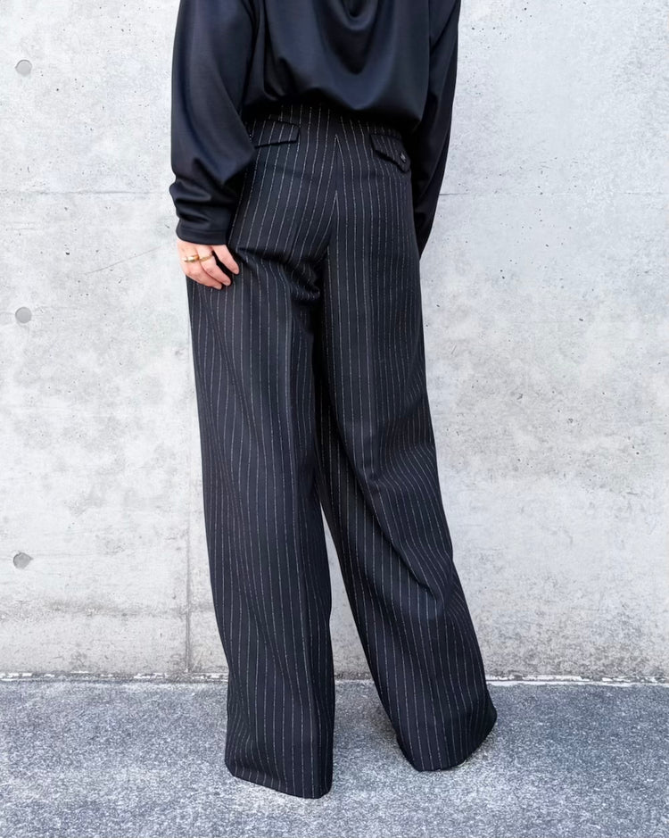 JUNYA WATANABE / ウールエステルストライプワイドパンツ / BLACK×WHITE / JR-P040ー