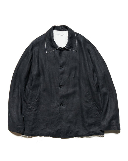 uniform experiment / BRUSHED LINEN CUT-OFF JACKET / BLACK