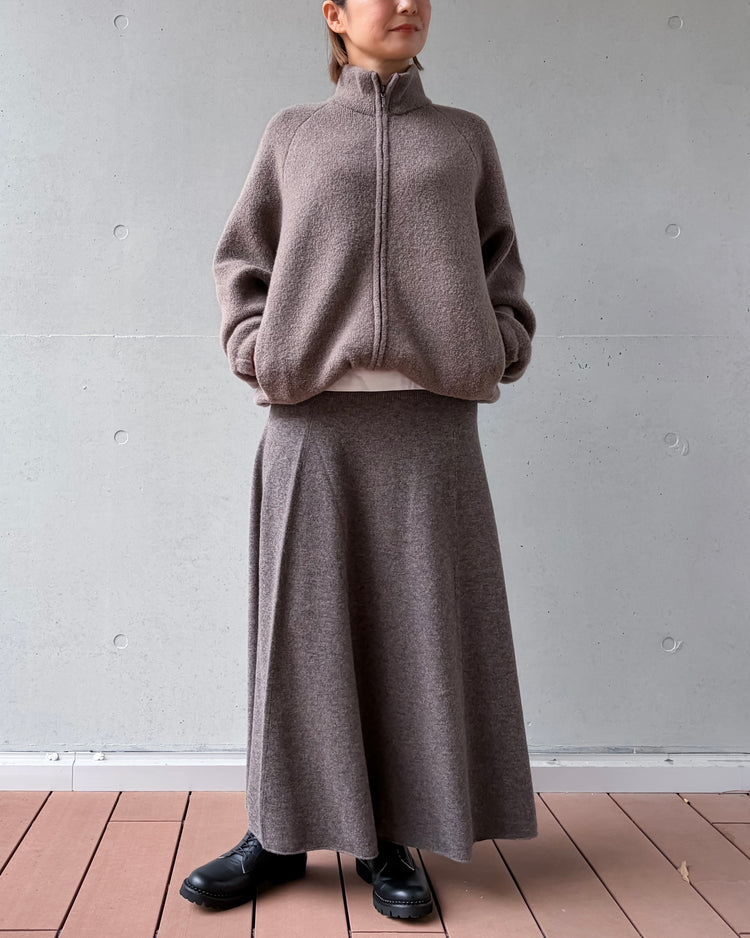 WALANCE / BOUCLE KNIT ZIP BLOUSON / MOCHA / 3263-01544