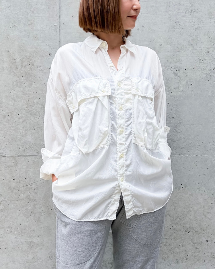 KATHARINE HAMNETT / PARACHUTE LONG TAIL SHIRT / WHITE / TKH-S90