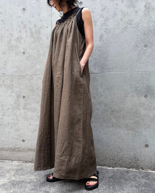 WALANCE / natural dye linen camisole dress / BROWN / 3261-10145
