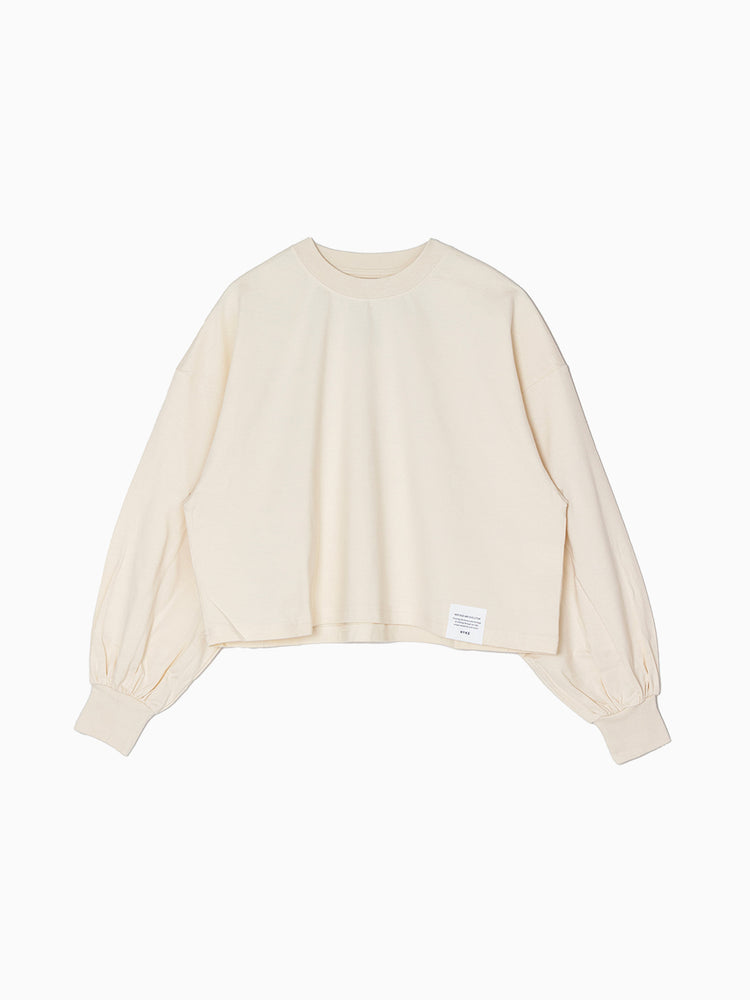 HYKE / CROPPED LONG-SLV TEE BIG FIT(6.5oz) / CREAM / 12454