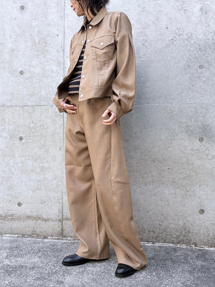 HYKE / OXFORD BARREL LEG JEANS / BEIGE / 13387