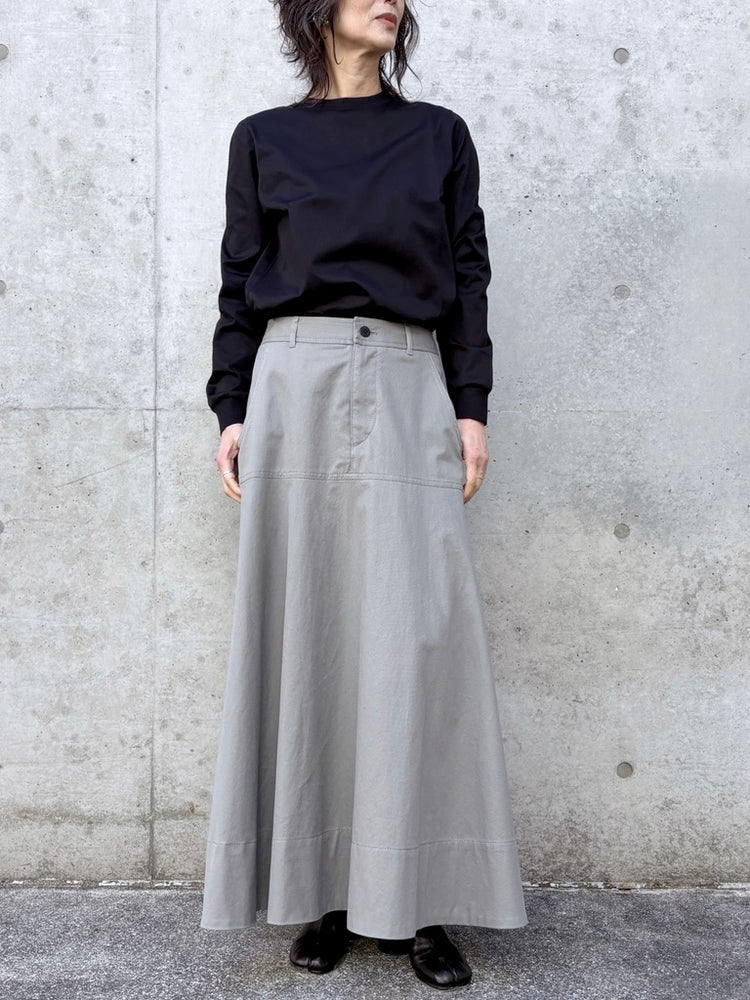 GALERIE VIE / ノンマーセライズドコットン フレアスカート / GRAY / 23056105007