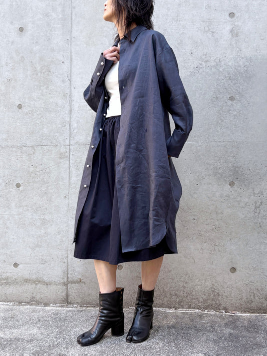 MADISONBLUE / OVERSIZED SPLIT TUCK OP LINEN / NAVY / MB261-4007