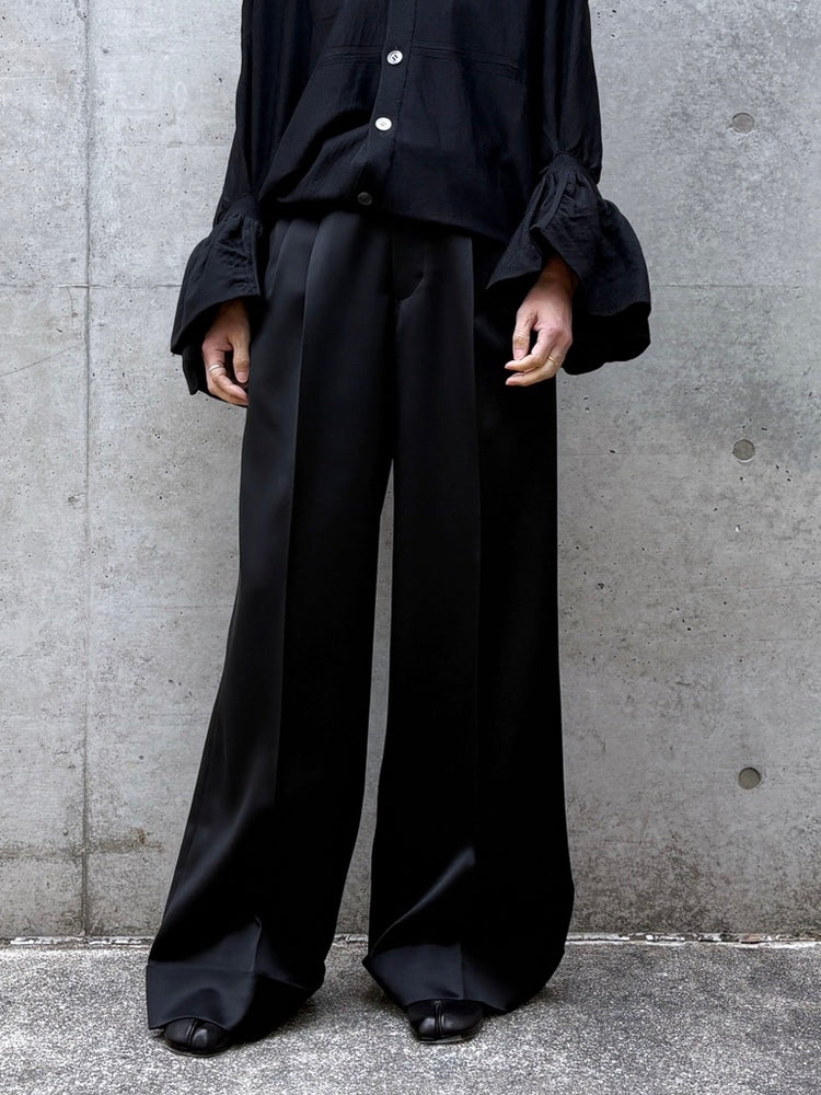 JUNYA WATANABE / ウールヴィスコースグログランタックワイドパンツ / BLACK / JQ-P025