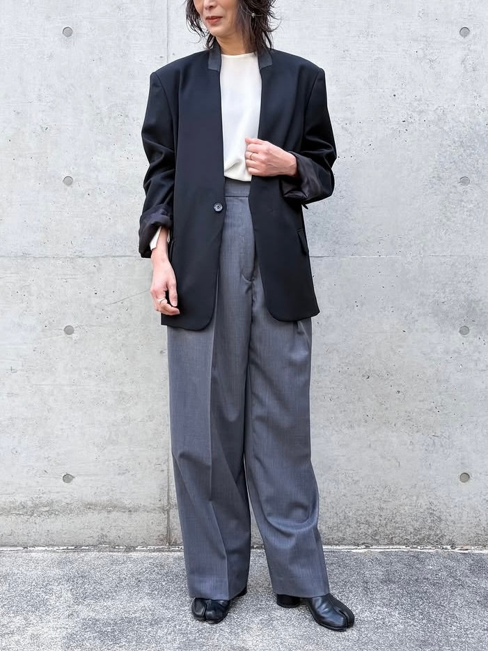 CINOH / NO COLLAR JACKET / BLACK / E21-301