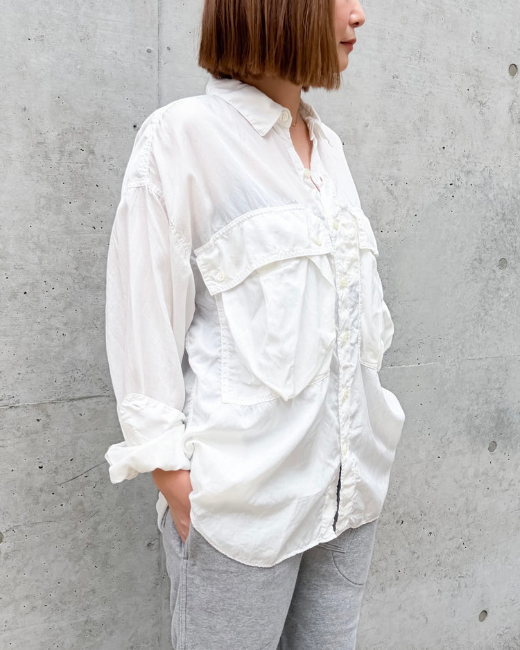 KATHARINE HAMNETT / PARACHUTE LONG TAIL SHIRT / WHITE / TKH-S90