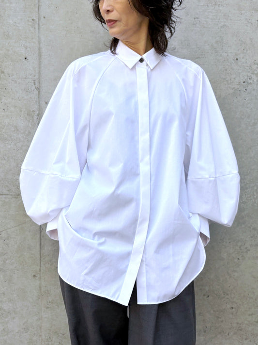 ENFÖLD / CIRCLE DORAPE SHIRT / WHITE / 300JS430-1061