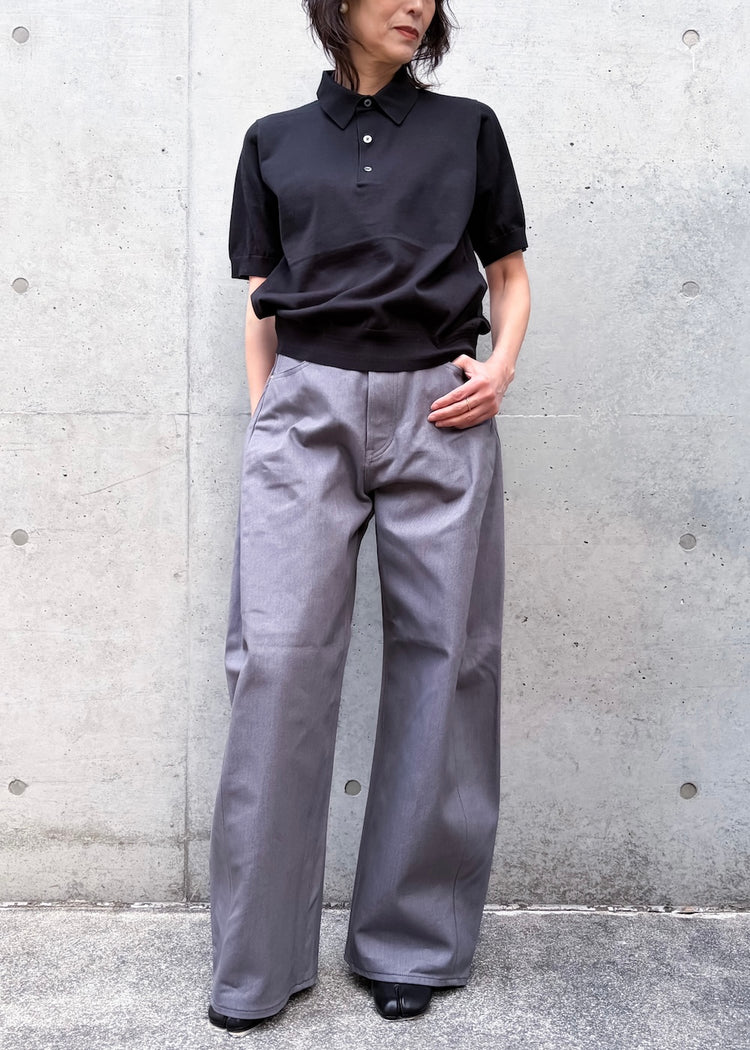 HYKE / SHEER BACK POLO KNIT / BLACK / 11420