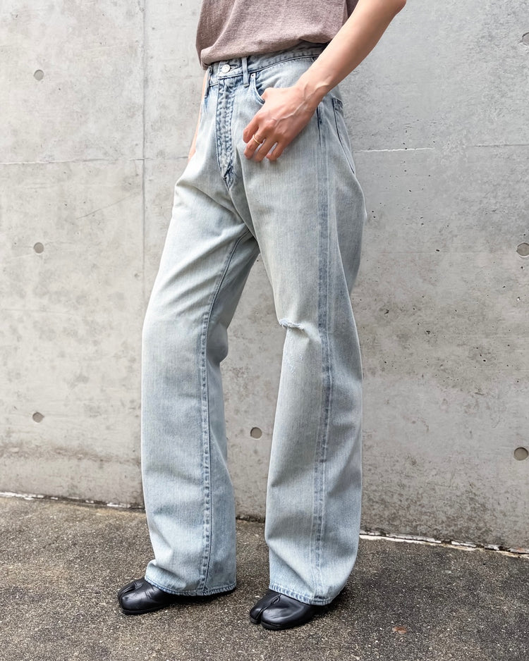 AURALEE / FADED SELVEDGE LIGHT DENIM PANTS / LIGHT INDIGO / A25P05DE