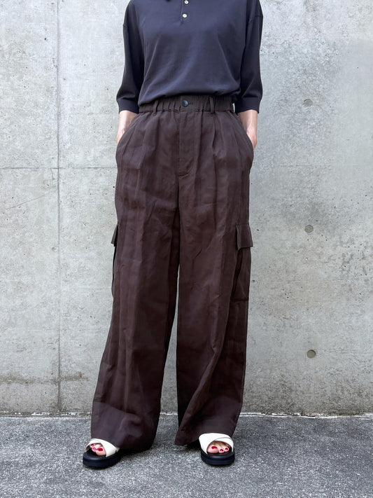 GALERIE VIE / コットンボイルワッシャー イージーカーゴパンツ / DARK BROWN / 23046104223