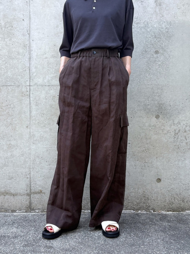 GALERIE VIE / コットンボイルワッシャー イージーカーゴパンツ / DARK BROWN / 23046104223