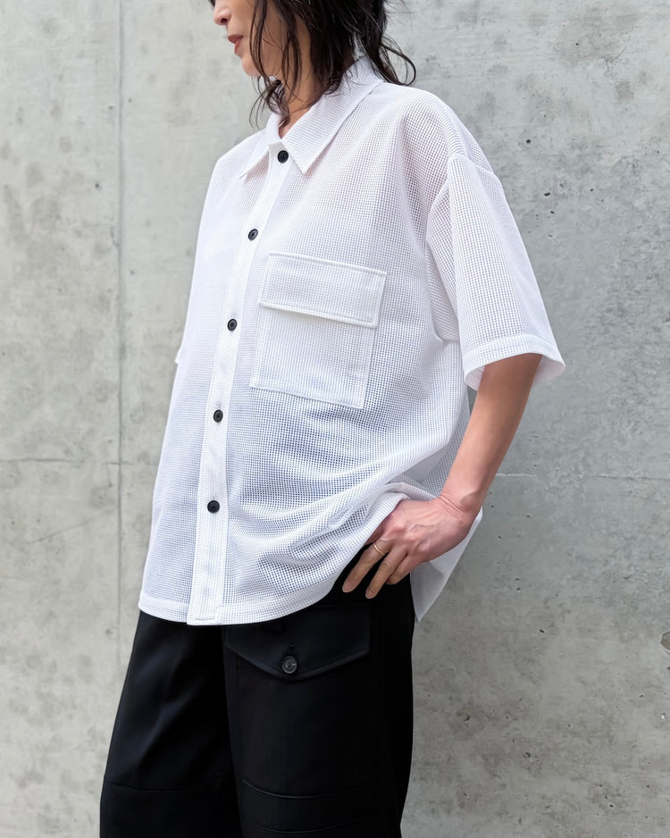 08sircus / Sheer waffle over shirts / White / S26SS-CS06