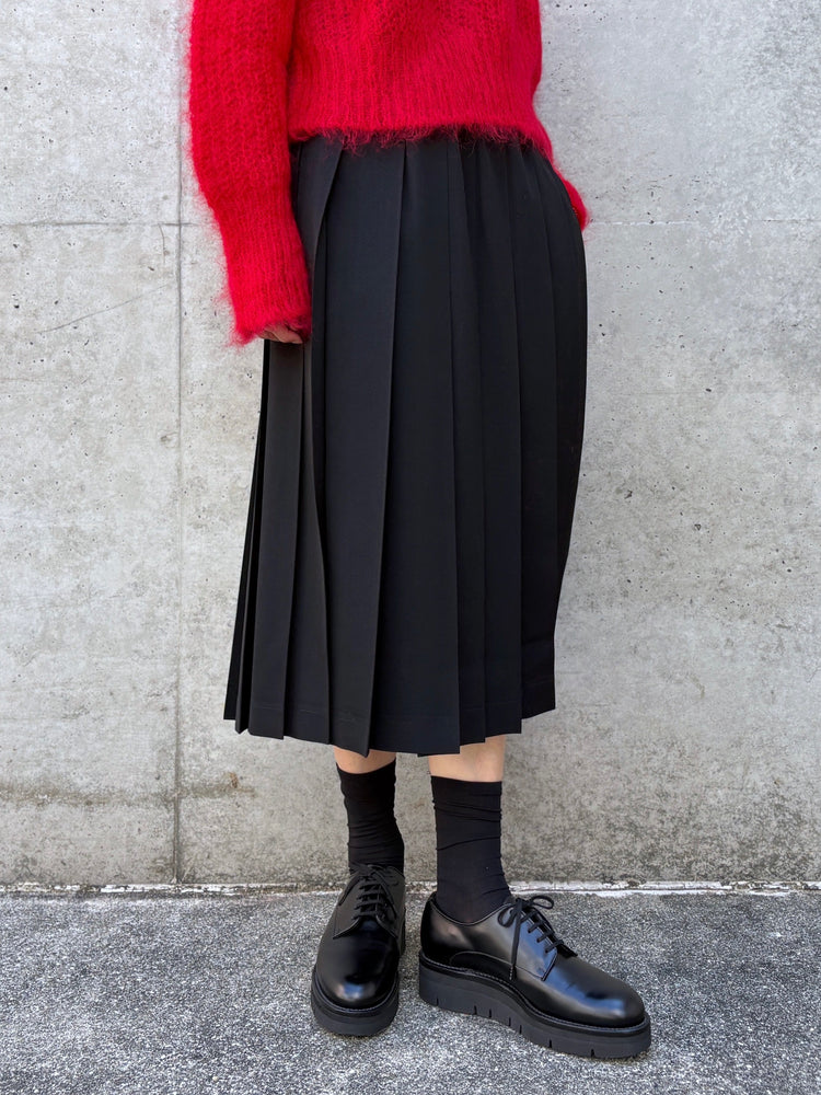 tao / ウールギャバ後染プリーツスカート / BLACK / TC-S101-051