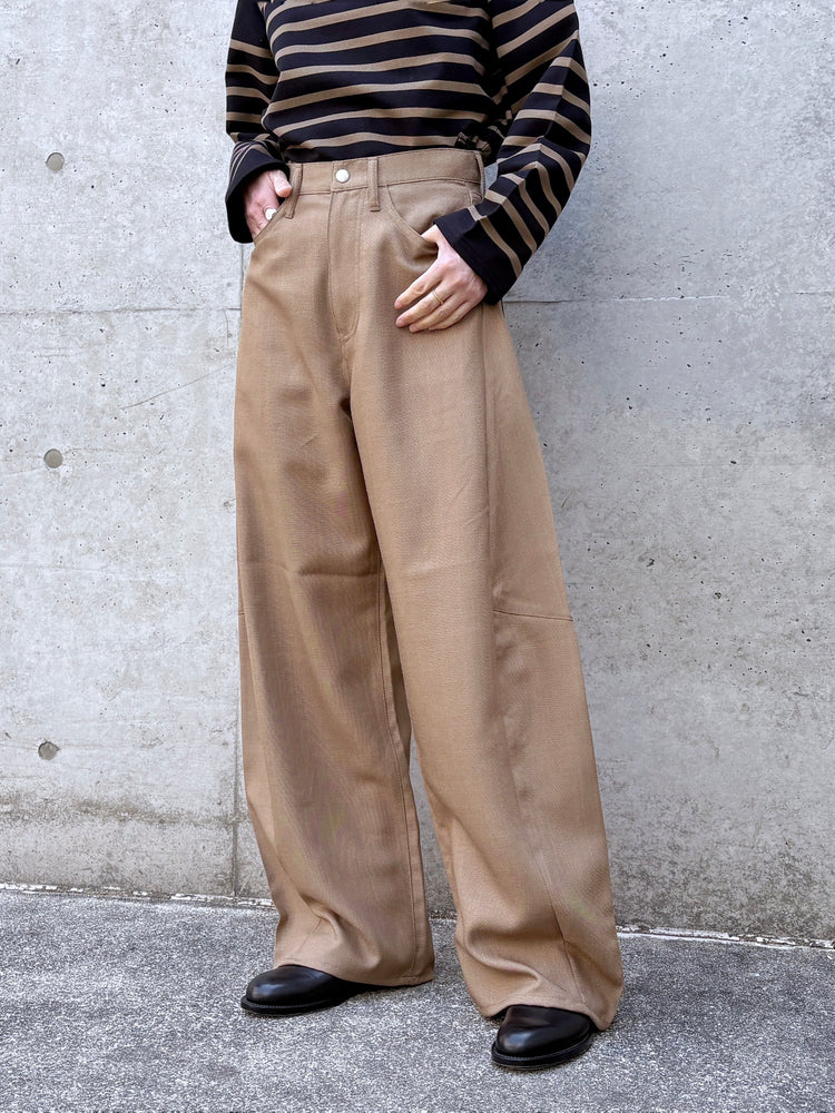 HYKE / OXFORD BARREL LEG JEANS / BEIGE / 13387