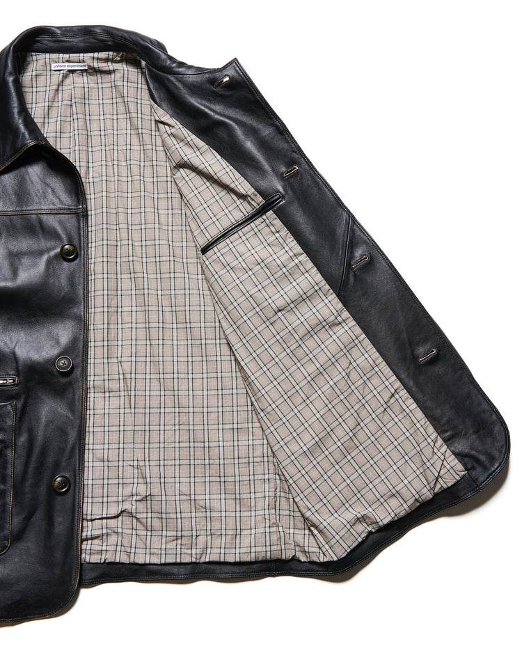 uniform experiment / LEATHER CAR COAT / BLACK / UE-252000