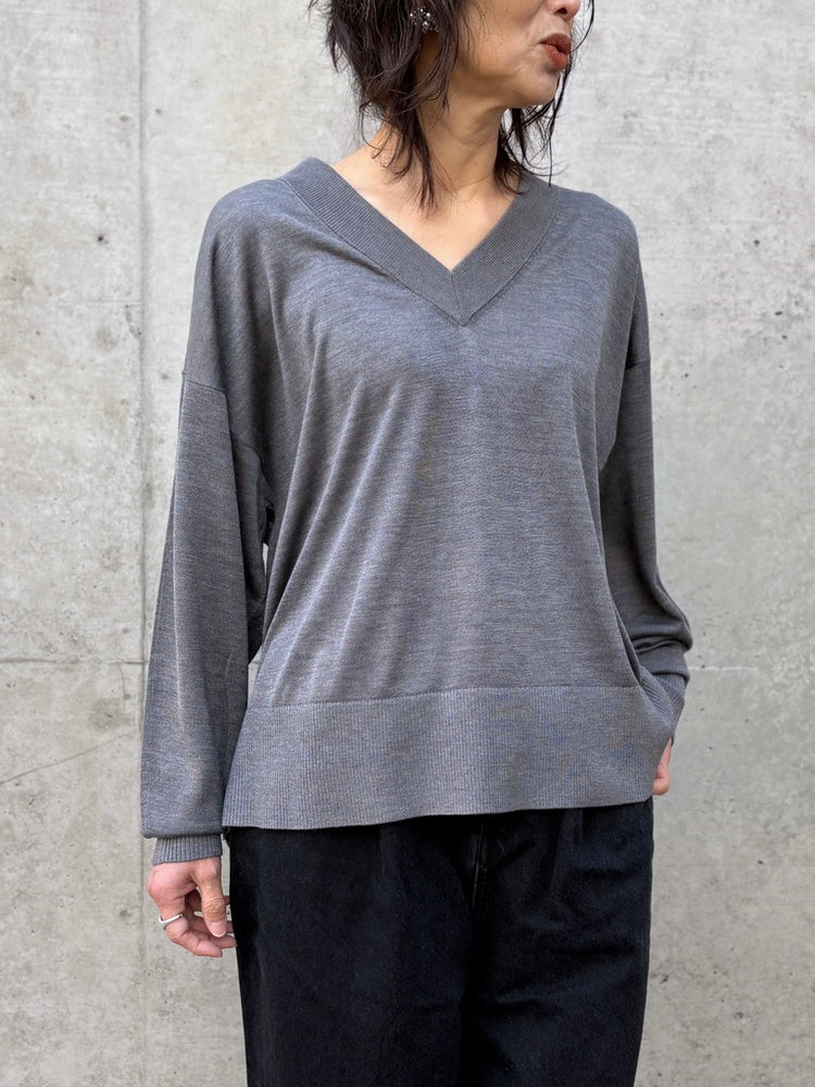 CINOH / SILK KNIT V/N PO / GRAY / E-50-048