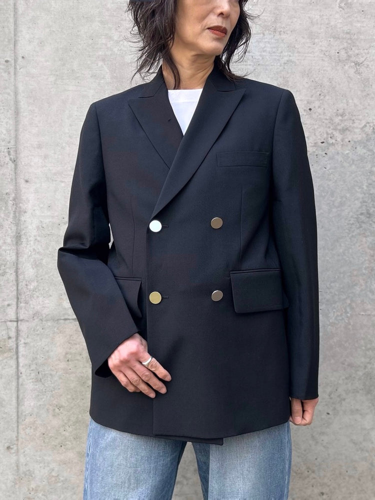 HYKE / W/M DOUBLE-BREASTED BLAZER / BLACK / 17562