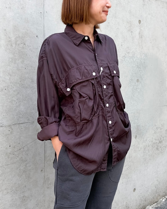 KATHARINE HAMNETT / PARACHUTE LONG TAIL SHIRT / D.BROWN / TKH-S90
