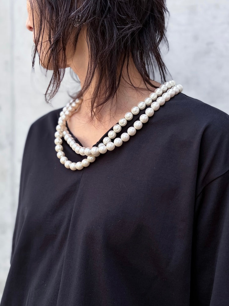 JUNYA WATANABE / パール付き綿天竺S/Sプルオーバー / BLACK / JQ-T009